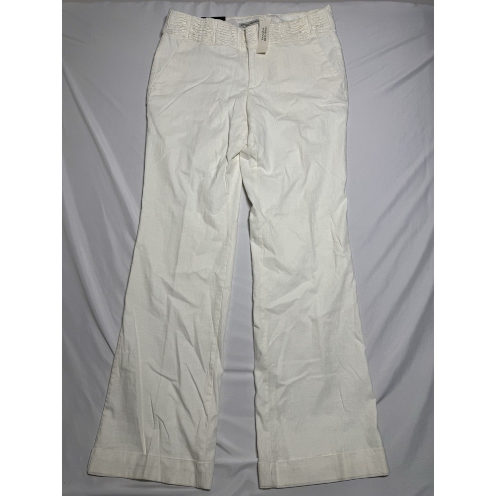 NWT Banana Republic Martin Fit Cream Pants Linen Blend Women's Size 8